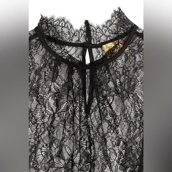 H&M Black Lace Blouse | Sheer Long Sleeve Top | Elegant & Versatile Small US 4 - Picture 3 of 9